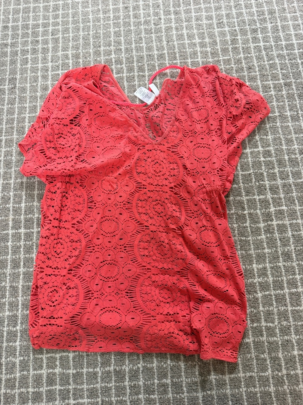 Women's Coral Crochet Swim Cover-Up Tunic